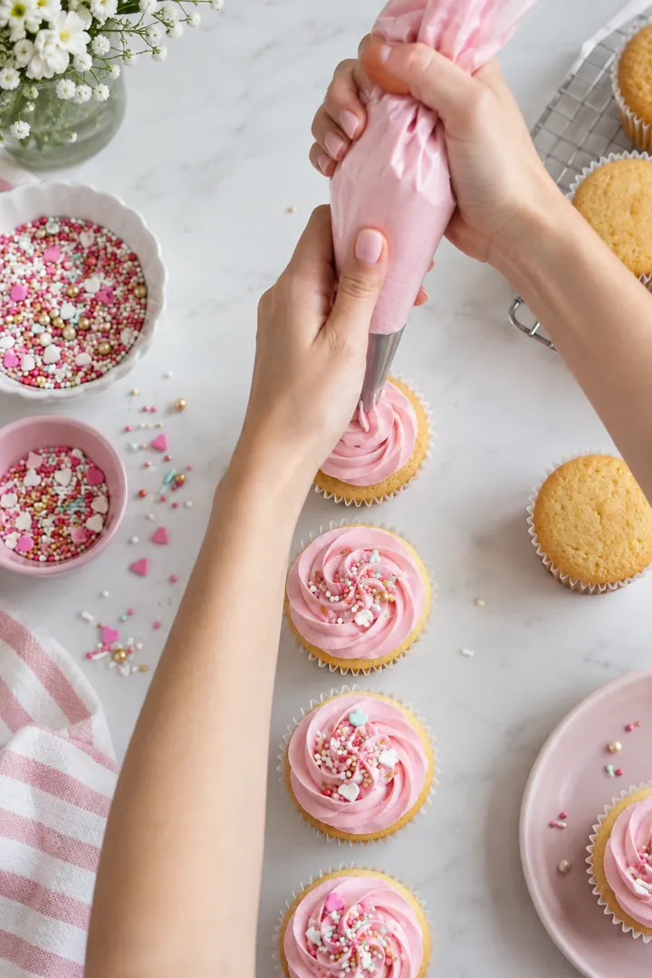 pink velvet cupcakes 🧁 recipe pinned at the top of the&nbsp;comments